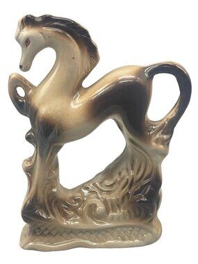 Vintage Lusterware Prancing Horse Figurine Made In Brazil brown figurine READ